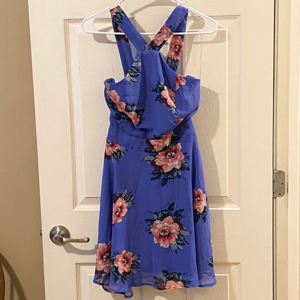Charlotte Russe Purple Floral Skater Dress NWT